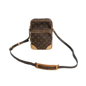 LOUIS VUITTON Amazon Monogram Shoulder Bag Natural Leather Brown